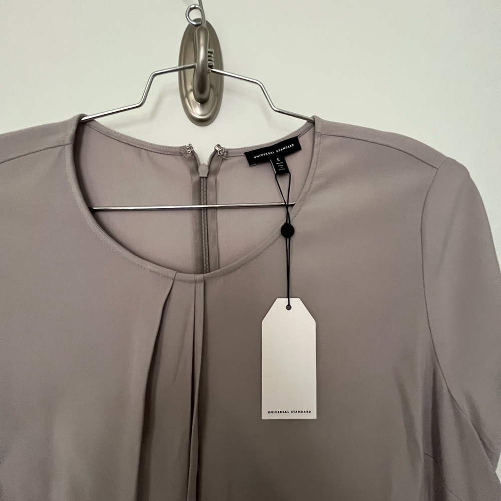 Universal Standards Vesper Polina Dove Gray Drape Dress Workdress NO BELT - Picture 7 of 16